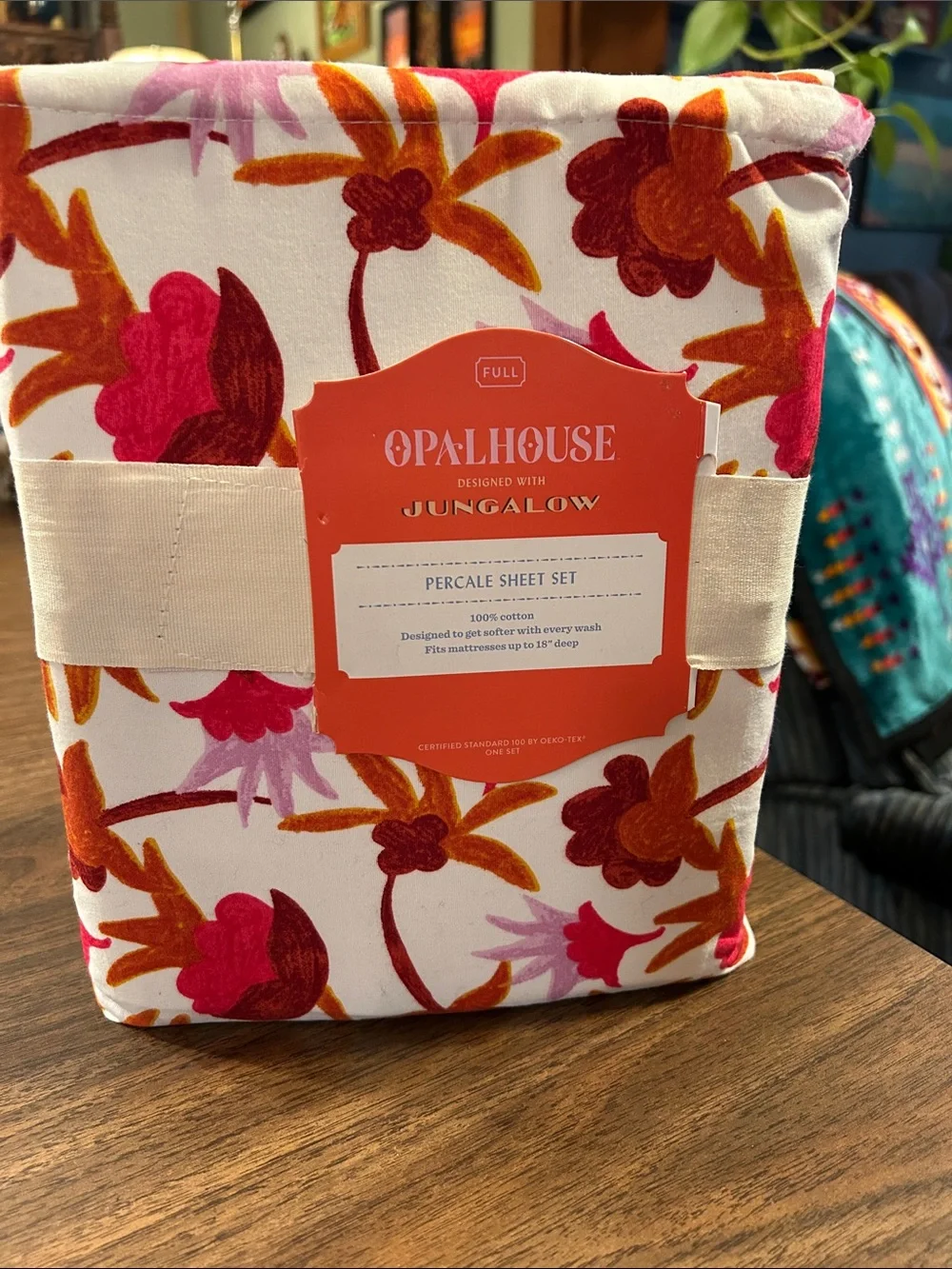 Opalhouse Floral Percale Sheet Set in Pink, Orange and Cream